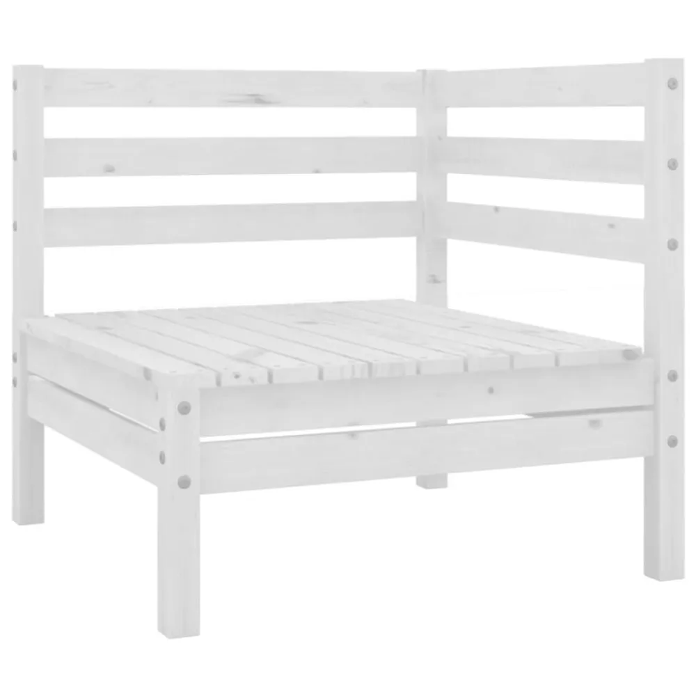 Set Modulare Set Salotto da Giardino 10 pz Bianco Legno Massello di Pino
