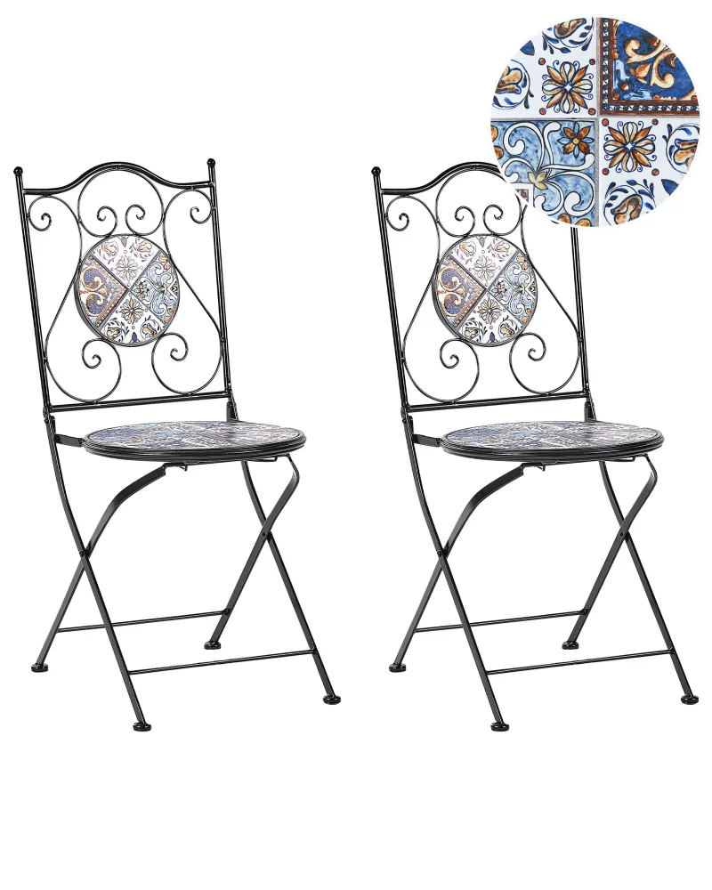 Set Modulare Set di 2 sedie da giardino CIVITA Metallo Nero