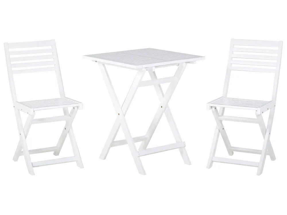 Set per Giardino Acacia Wood Garden Bistro Set White FIJI