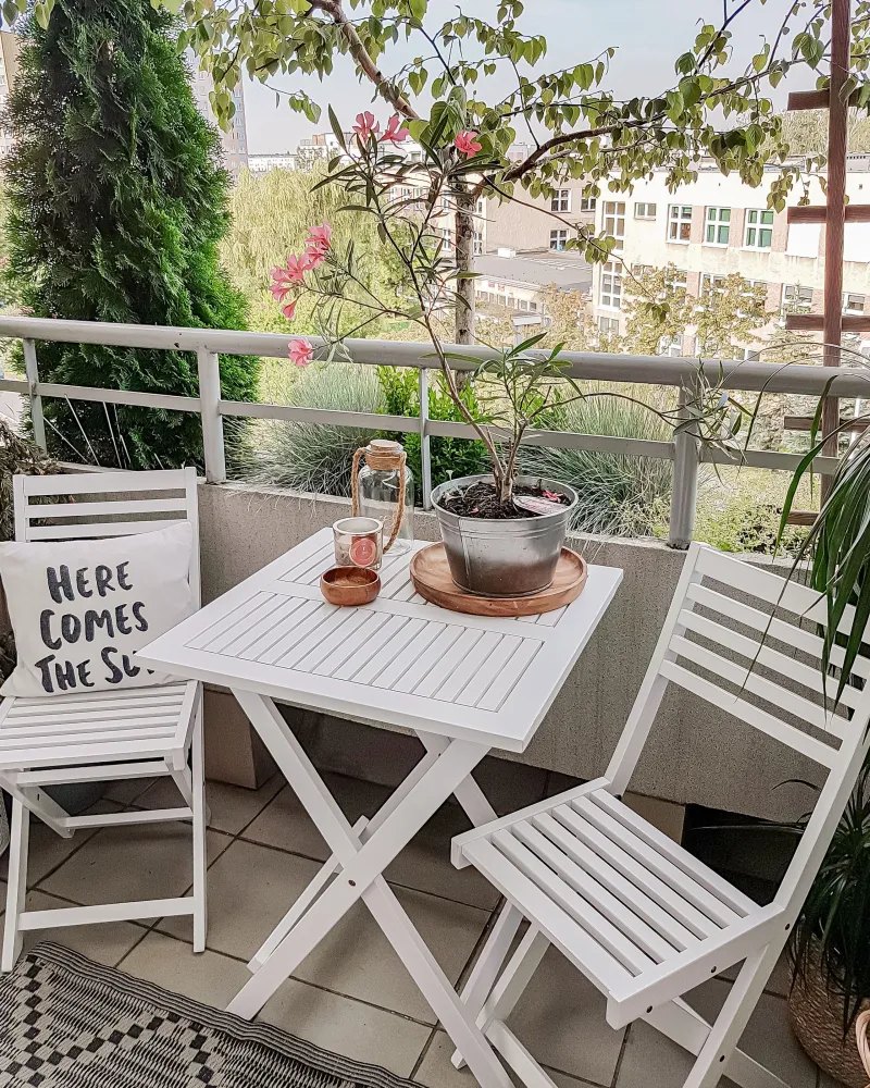 Set per Giardino Acacia Wood Garden Bistro Set White FIJI