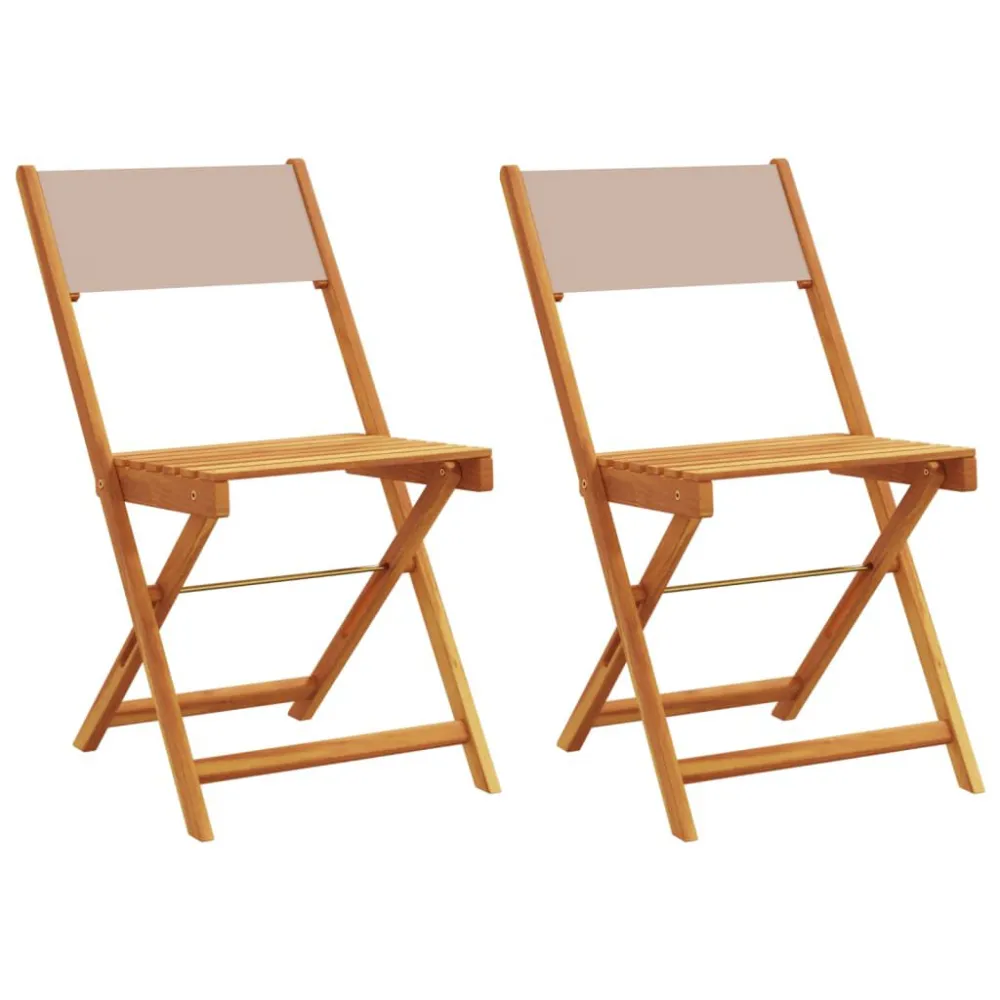 Set per Giardino Sedie da Bistrò 2pz Tortora Legno Massello di Acacia e Tessuto