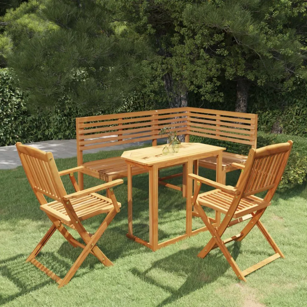 Set per Giardino Set da Bistrot 4 pz Legno Massello di Acacia