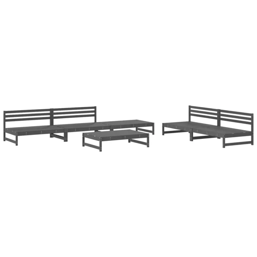 Set per Giardino Set Salotto da Giardino 6 pz Grigio Legno Massello di Pino