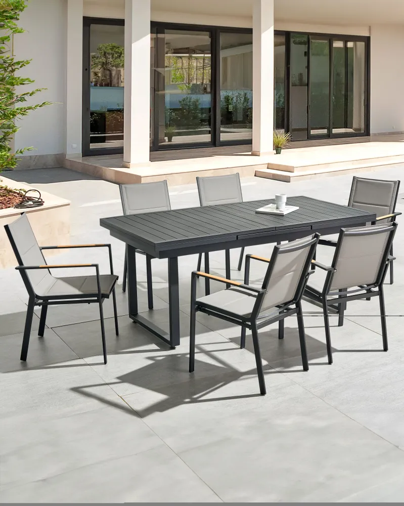Set per Giardino Set di 6 sedie da giardino BUSSETO Metallo Nero