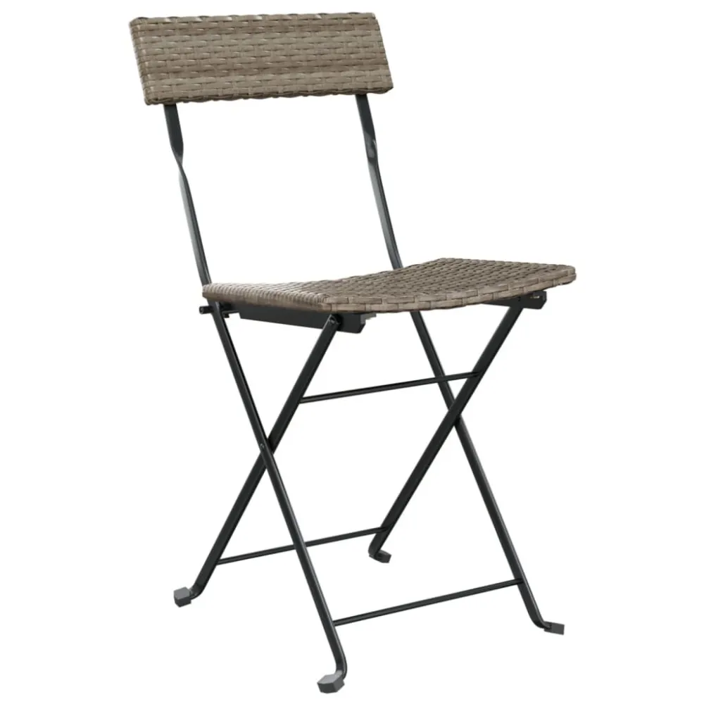 Set Pieghevole da Bistrò 3 pz Grigio Polyrattan con Tavolo Allungabile