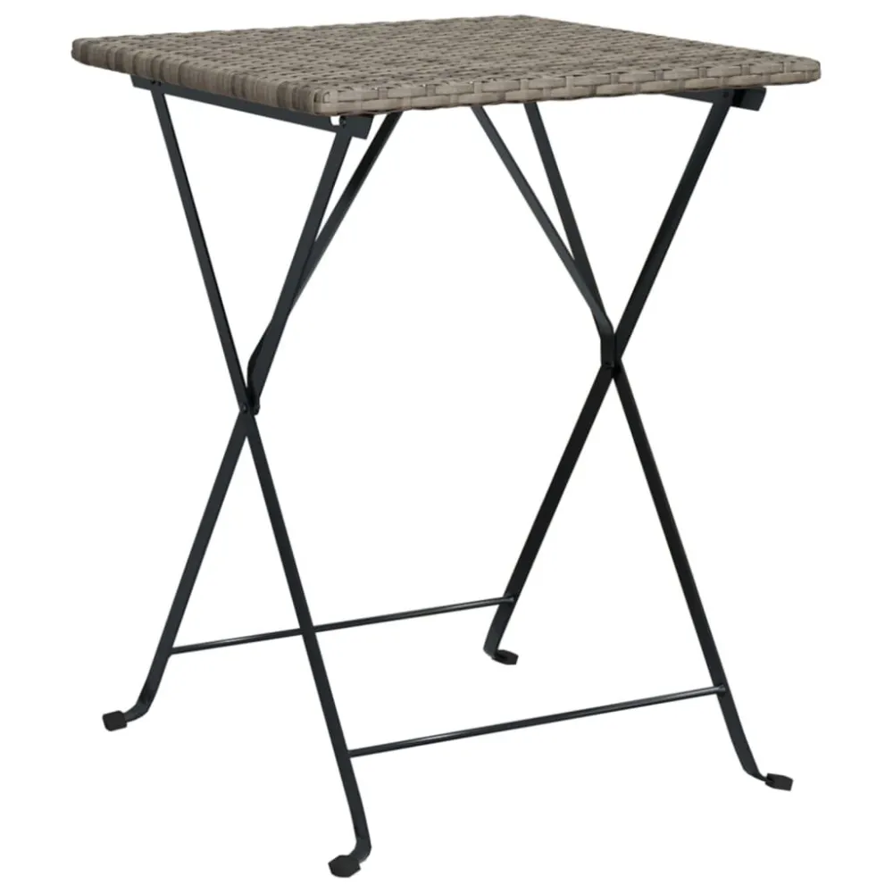 Set Pieghevole da Bistrò 3 pz Grigio Polyrattan con Tavolo Allungabile