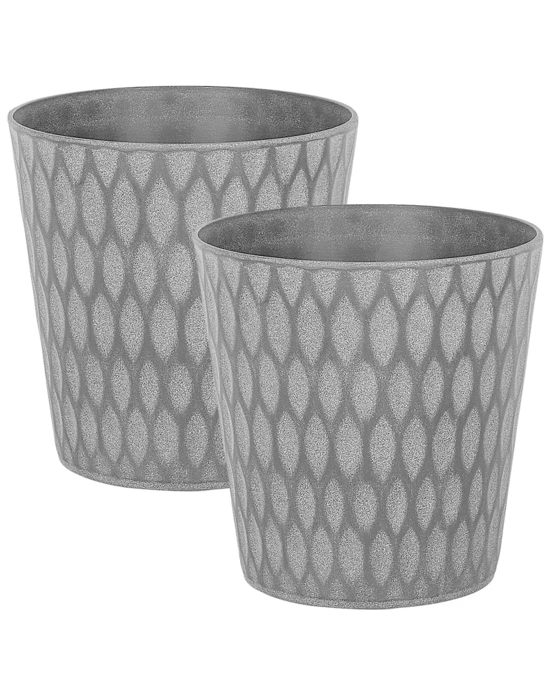 Set 2 Plant Pots ⌀ 36 cm Grey LAVRIO - Con Cuscini Inclusi