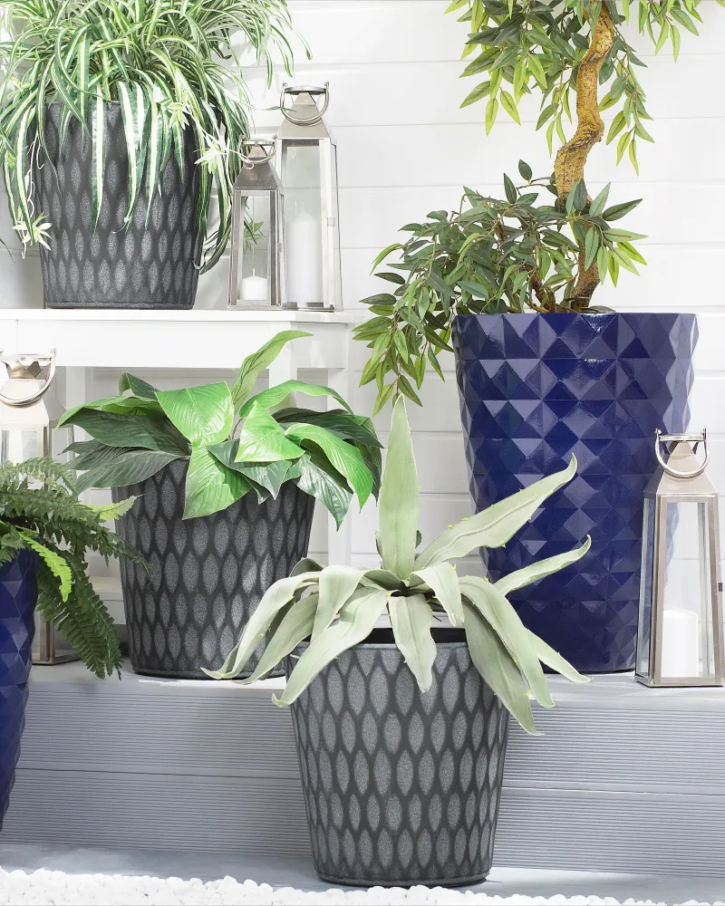Set 2 Plant Pots ⌀ 36 cm Grey LAVRIO - Con Cuscini Inclusi