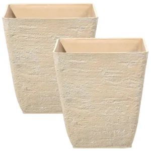 Set 2 Plant Pots 39 x 39 x 43 cm Sabbia DELOS