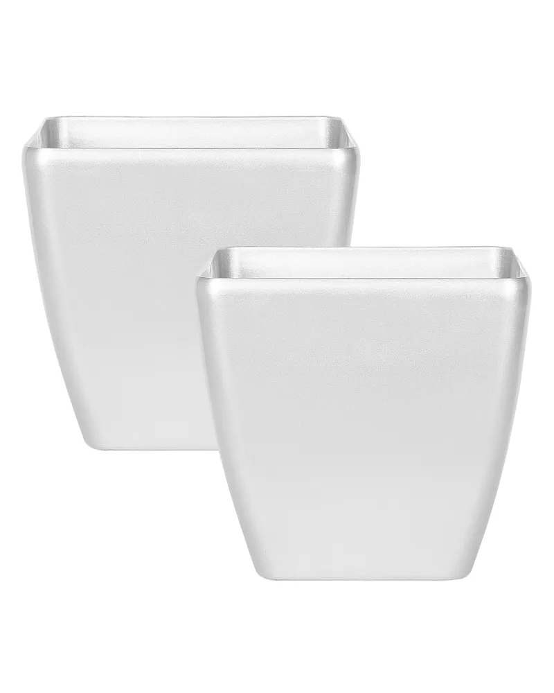 Set 2 Plant Pots 35 x 35 x 34 cm Silver ASTRAS Alluminio e Tessuto