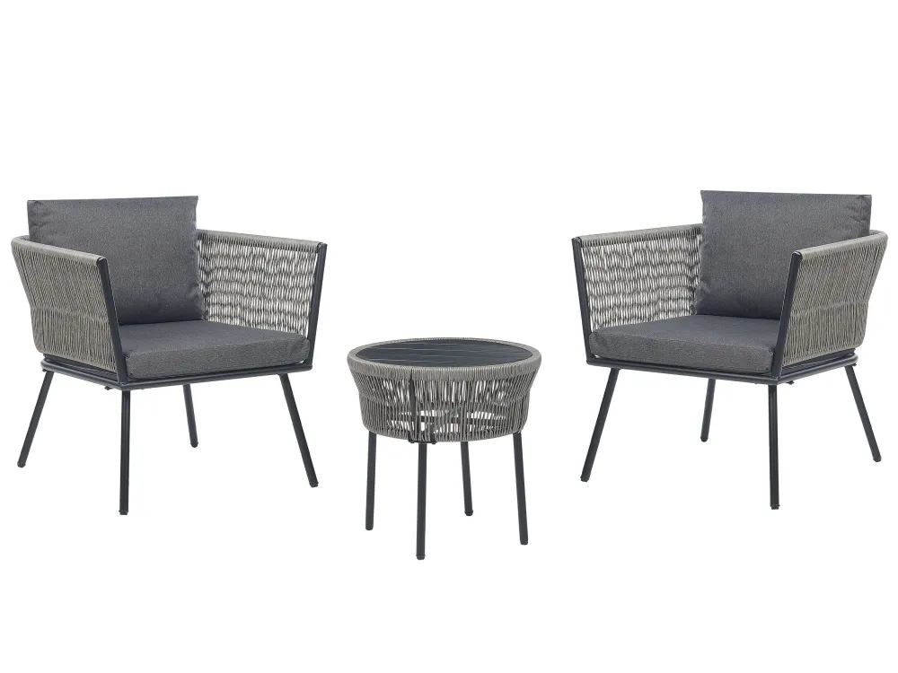Set PoliRattan PE Rattan Bistro Set Grey GARGANO