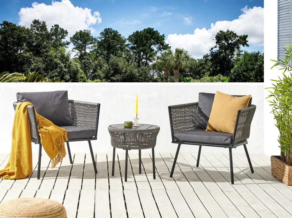 Set PoliRattan PE Rattan Bistro Set Grey GARGANO