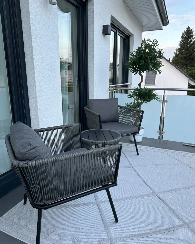 Set PoliRattan PE Rattan Bistro Set Grey GARGANO