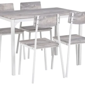 Set PoliRattan 4 Seater Dining Set Grey White BISMARCK
