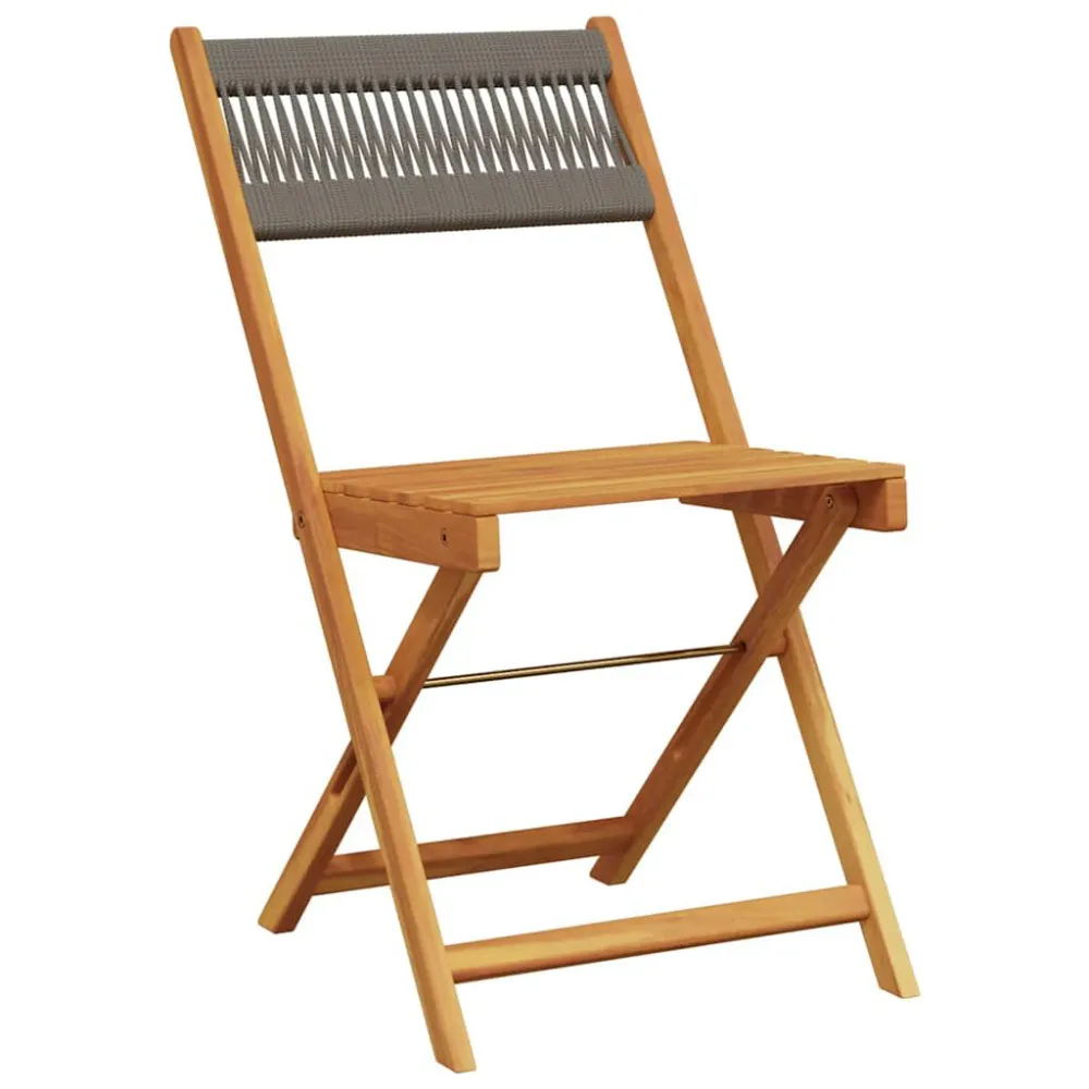 Set PoliRattan Set da Bistrot 3pz Grigio Polipropilene e Legno Massello