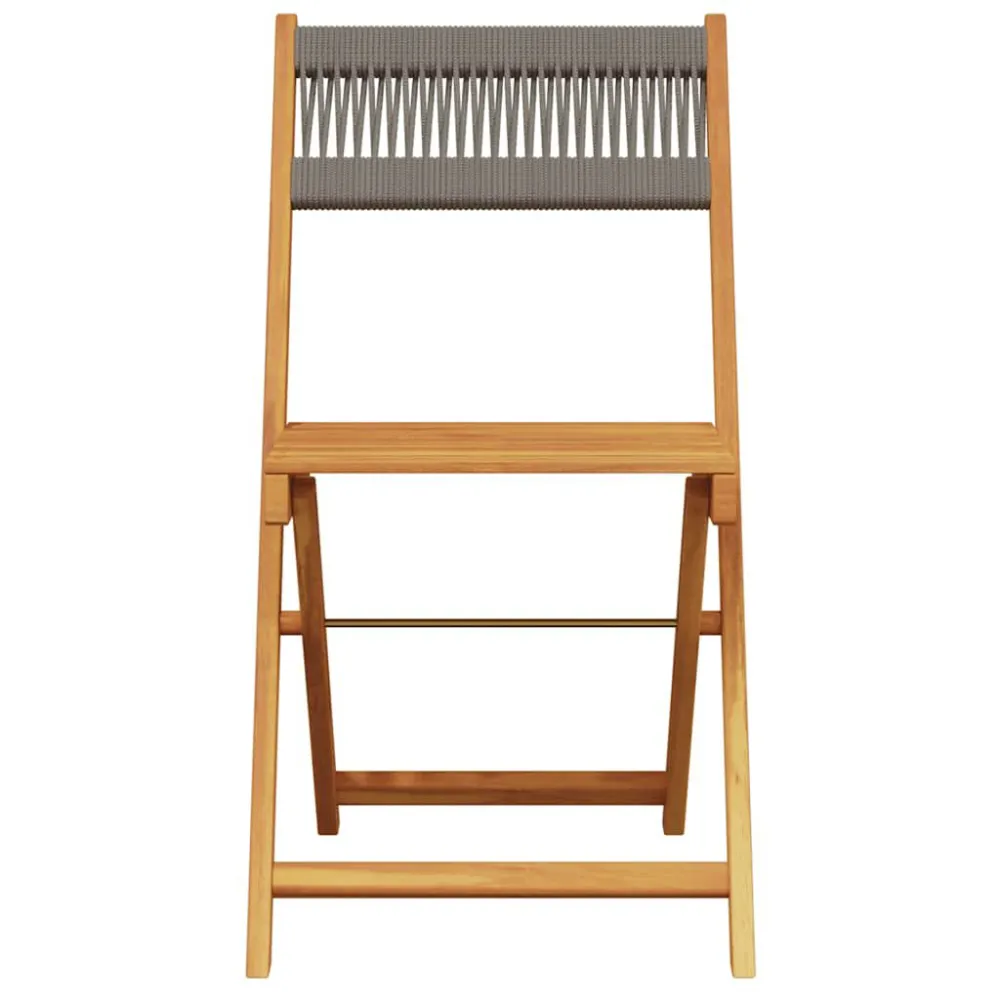 Set PoliRattan Set da Bistrot 3pz Grigio Polipropilene e Legno Massello