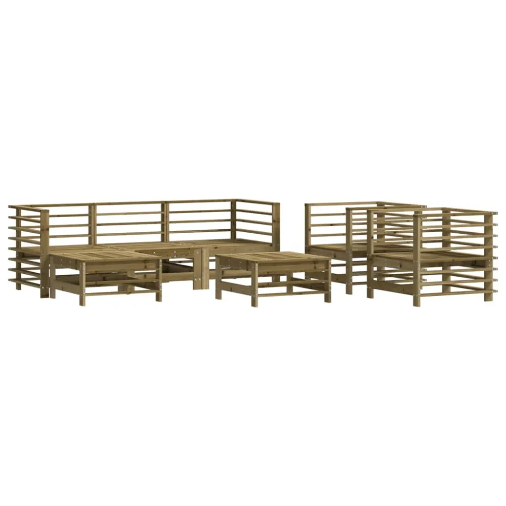 Set PoliRattan Set Salotto da Giardino 7 pz Legno Impregnato di Pino