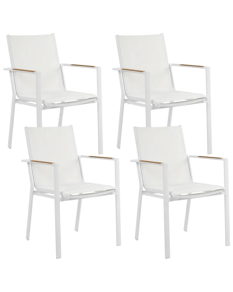 Set PoliRattan Set di 4 sedie da giardino BUSSETO Metallo Bianco