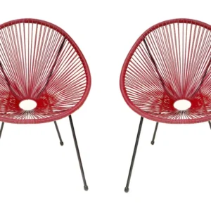 Set di 2 poltrone da giardino "Ania" - Rosso vino Alluminio e Tessuto