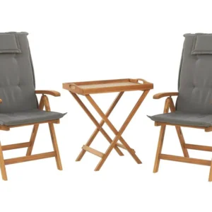 Set da Pranzo Acacia Wood Bistro Set Graphite Grey Cushions JAVA