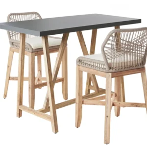 Set da Pranzo Concrete Bistro Set Light Wood and Grey TALAMONE