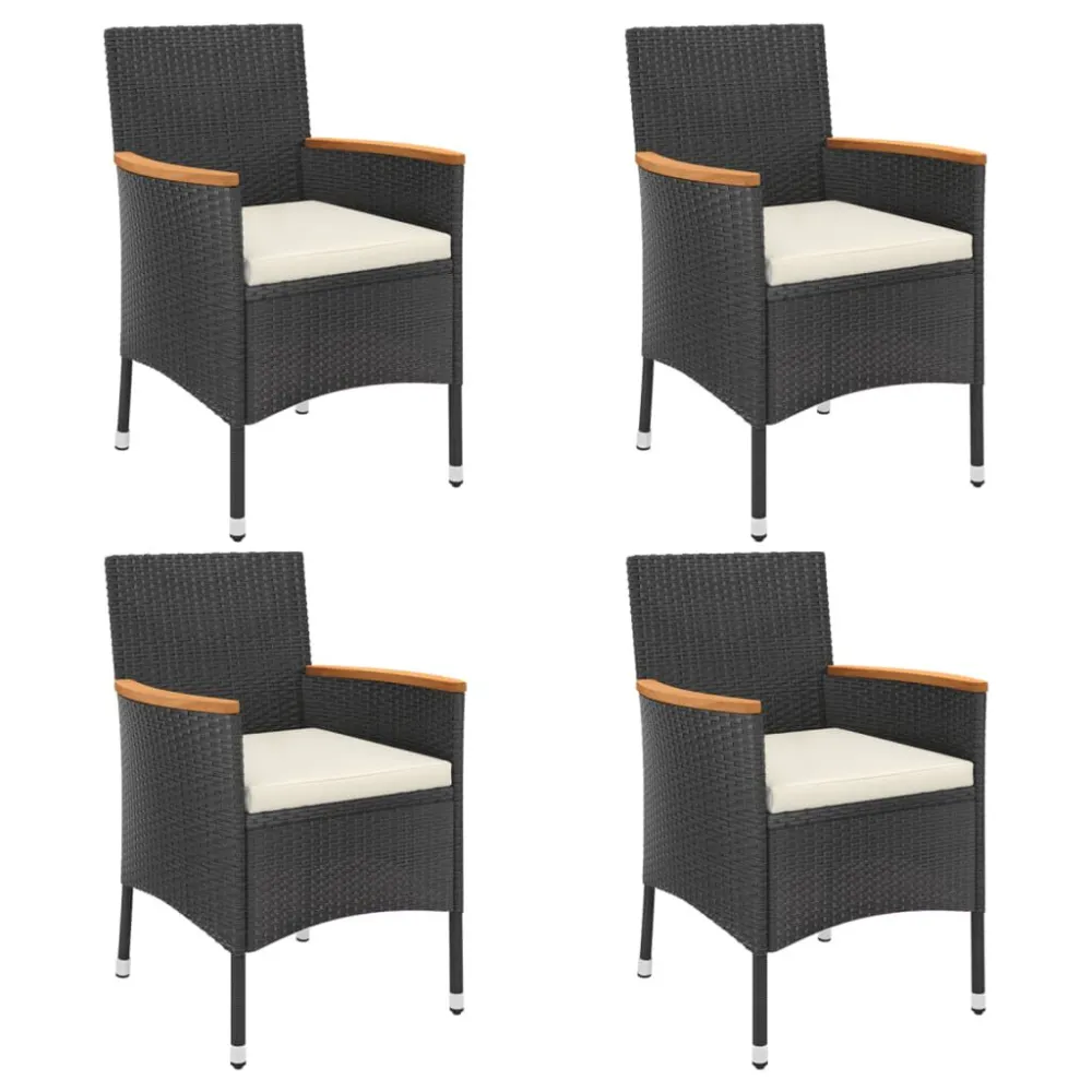 Set da Pranzo Set Bistrò da Giardino 5 pz con Cuscini Polyrattan Nero