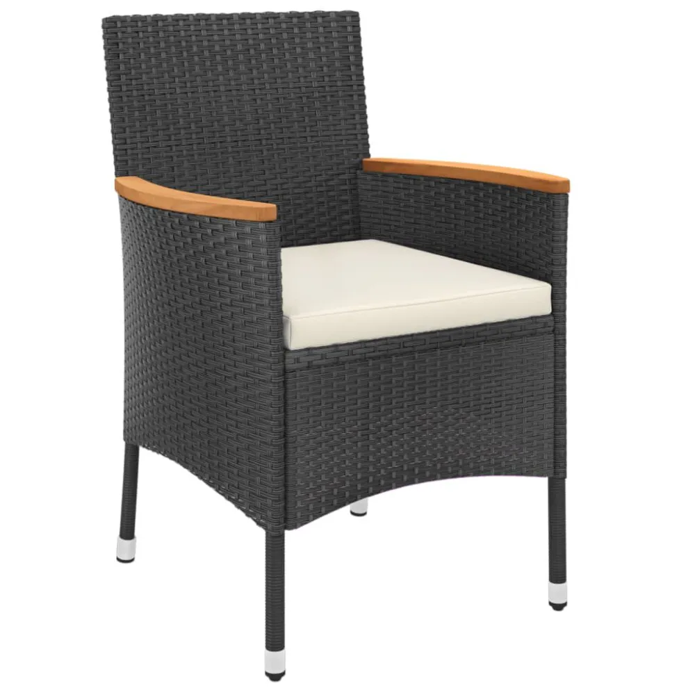 Set da Pranzo Set Bistrò da Giardino 5 pz con Cuscini Polyrattan Nero