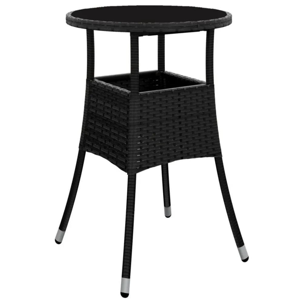 Set da Pranzo Set Bistrò da Giardino 5 pz con Cuscini Polyrattan Nero