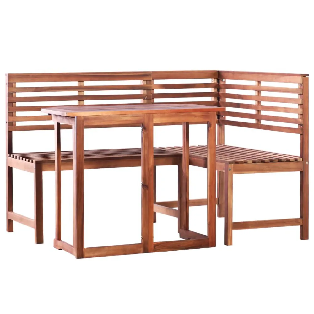 Set da Pranzo Set da Bistrò 2 pz Legno Massello di Acacia
