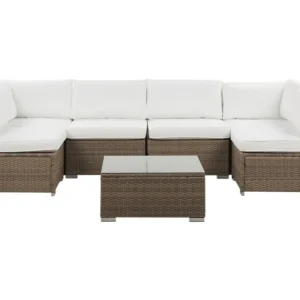 Set da Pranzo Set da giardino BELVEDERE Rattan sintetico Bianco