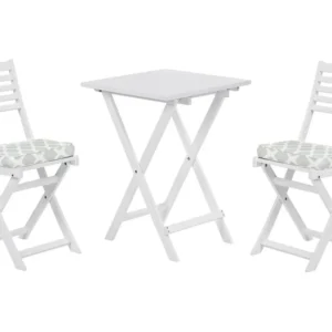 Set Relax Acacia Wood Garden Bistro Set Mint Green Cushions White FIJI