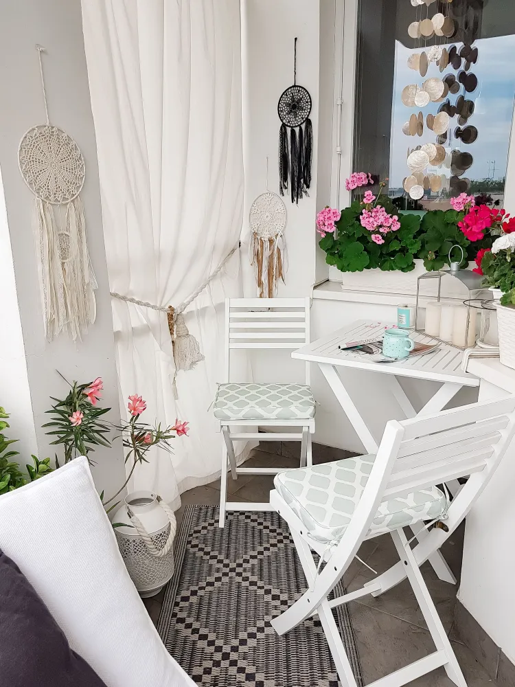 Set Relax Acacia Wood Garden Bistro Set Mint Green Cushions White FIJI