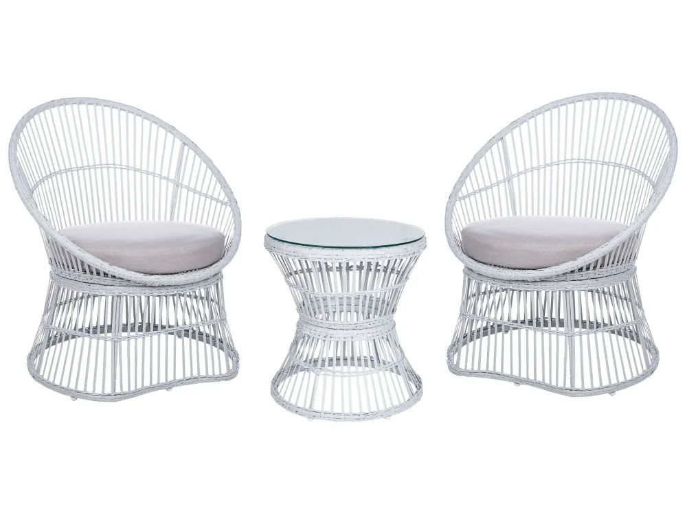 Set Relax PE Rattan Bistro Set White MESYNA