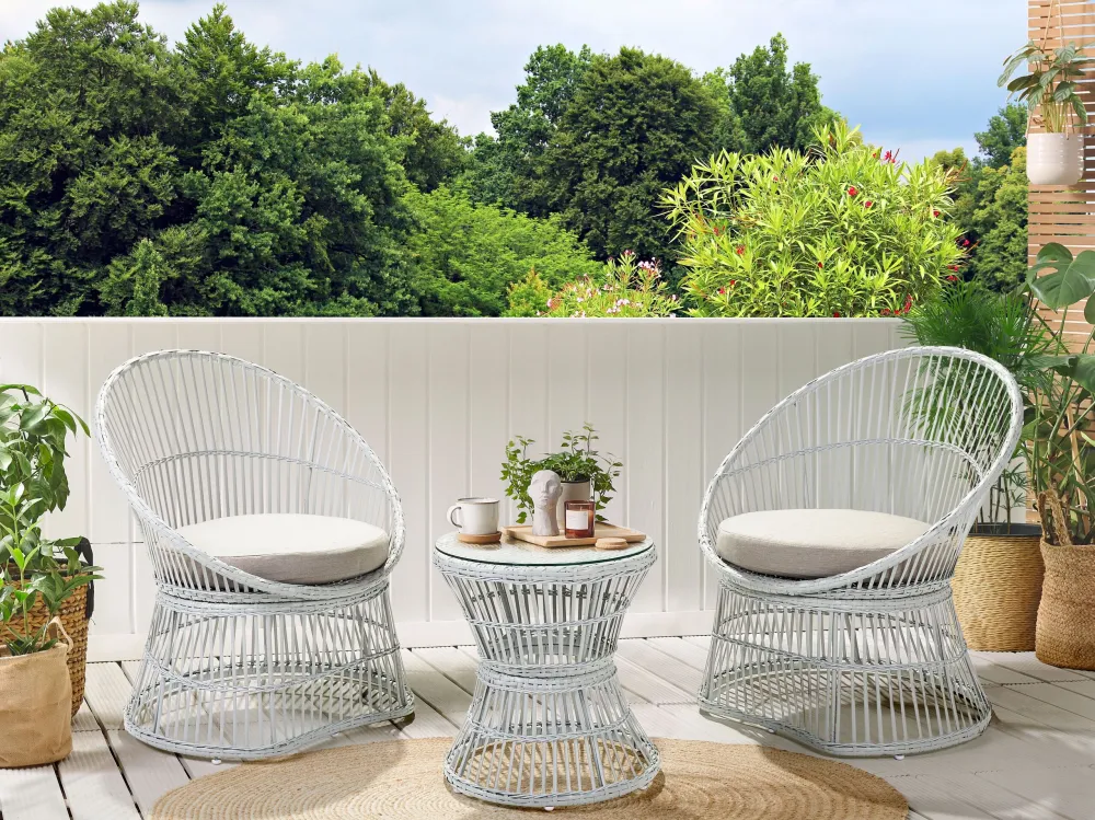 Set Relax PE Rattan Bistro Set White MESYNA