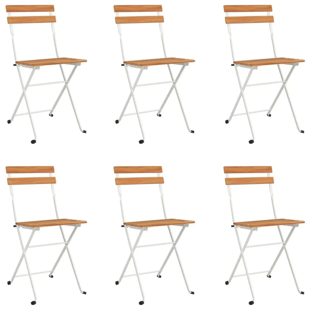 Set Relax Sedie Pieghevoli da Bistrò 6 pz Legno Massello Acacia e Acciaio