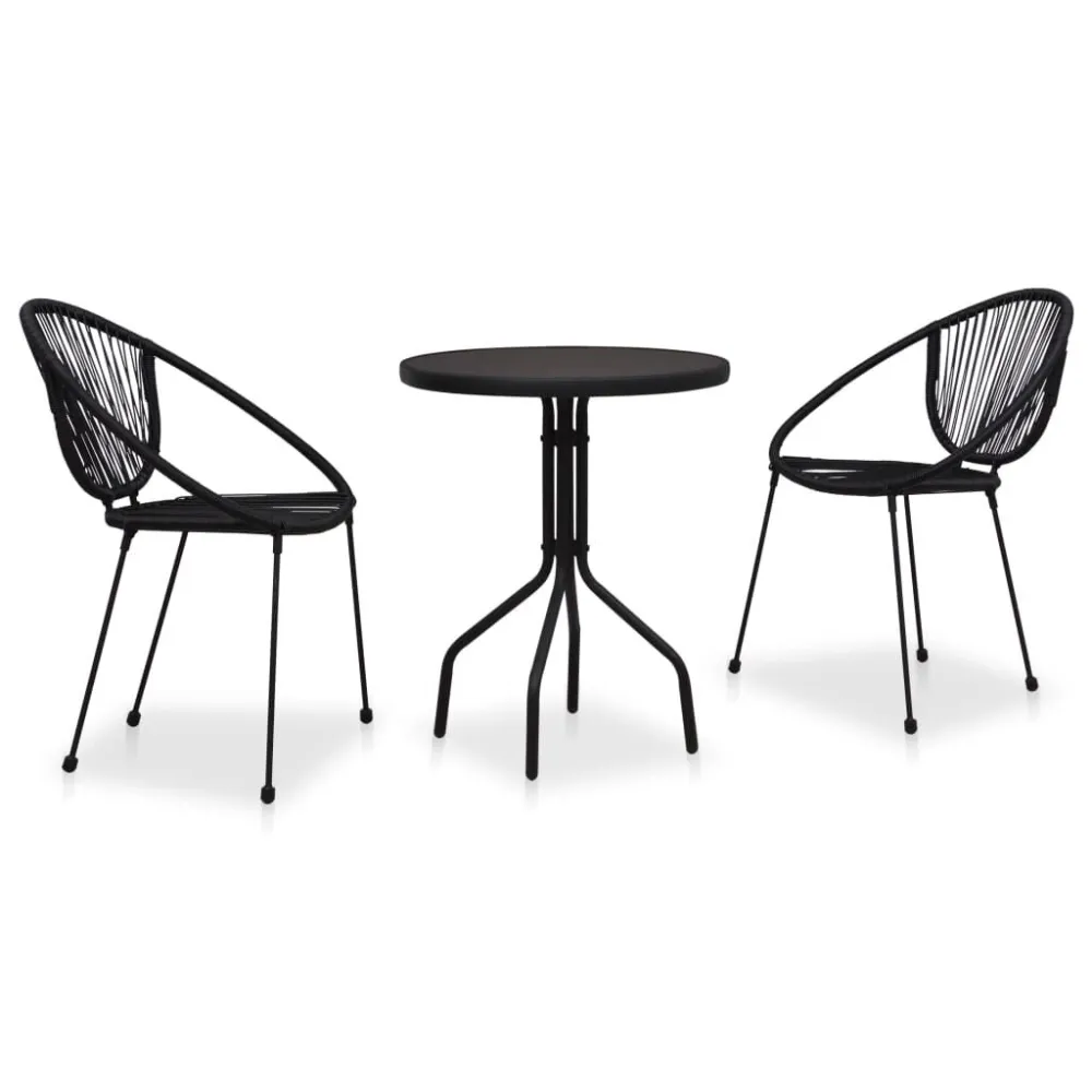 Set Relax Set da Bistrot 3 pz Rattan PVC Nero