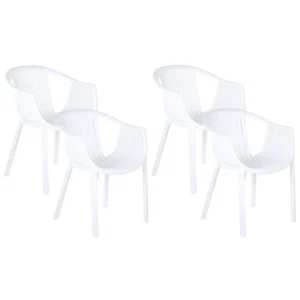 Set Relax Set 4 Garden Chairs NAPOLI Synthetic Material White