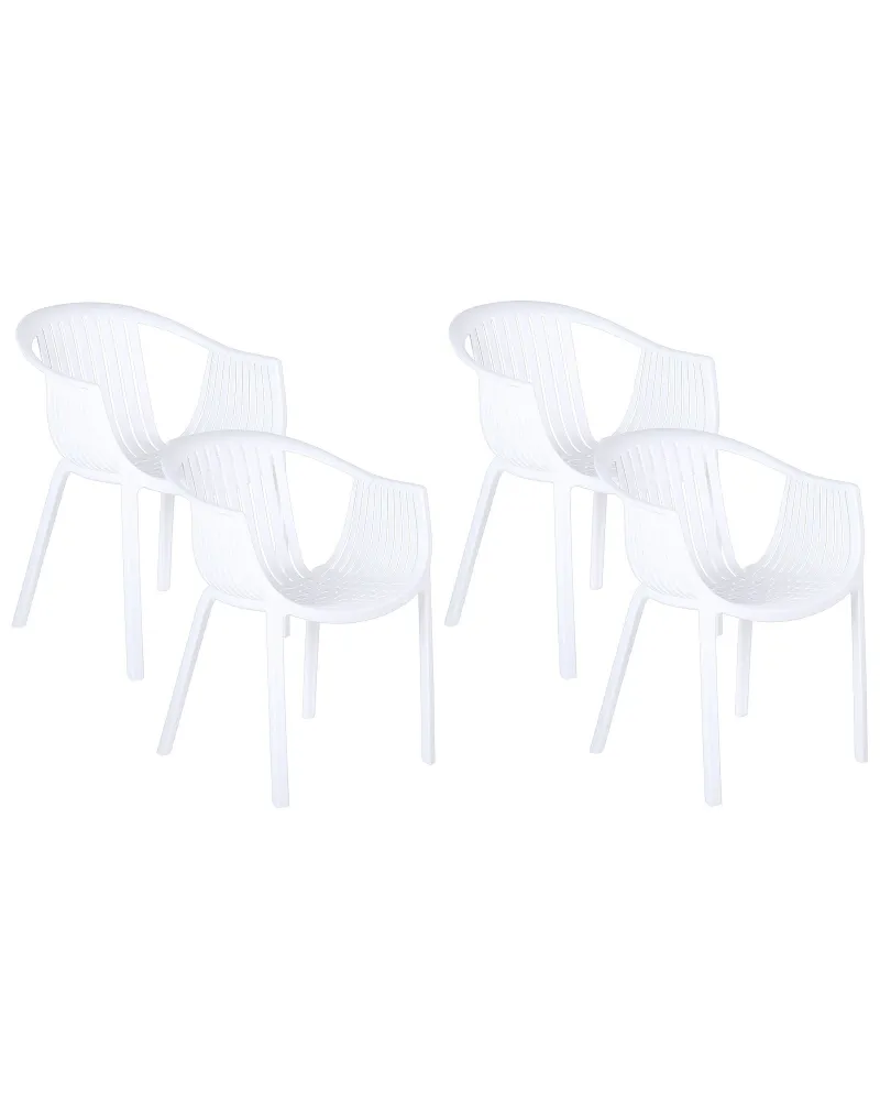 Set Relax Set 4 Garden Chairs NAPOLI Synthetic Material White