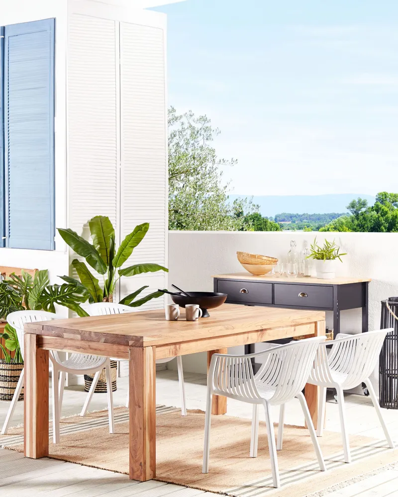 Set Relax Set 4 Garden Chairs NAPOLI Synthetic Material White