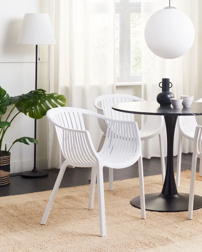 Set Relax Set 4 Garden Chairs NAPOLI Synthetic Material White