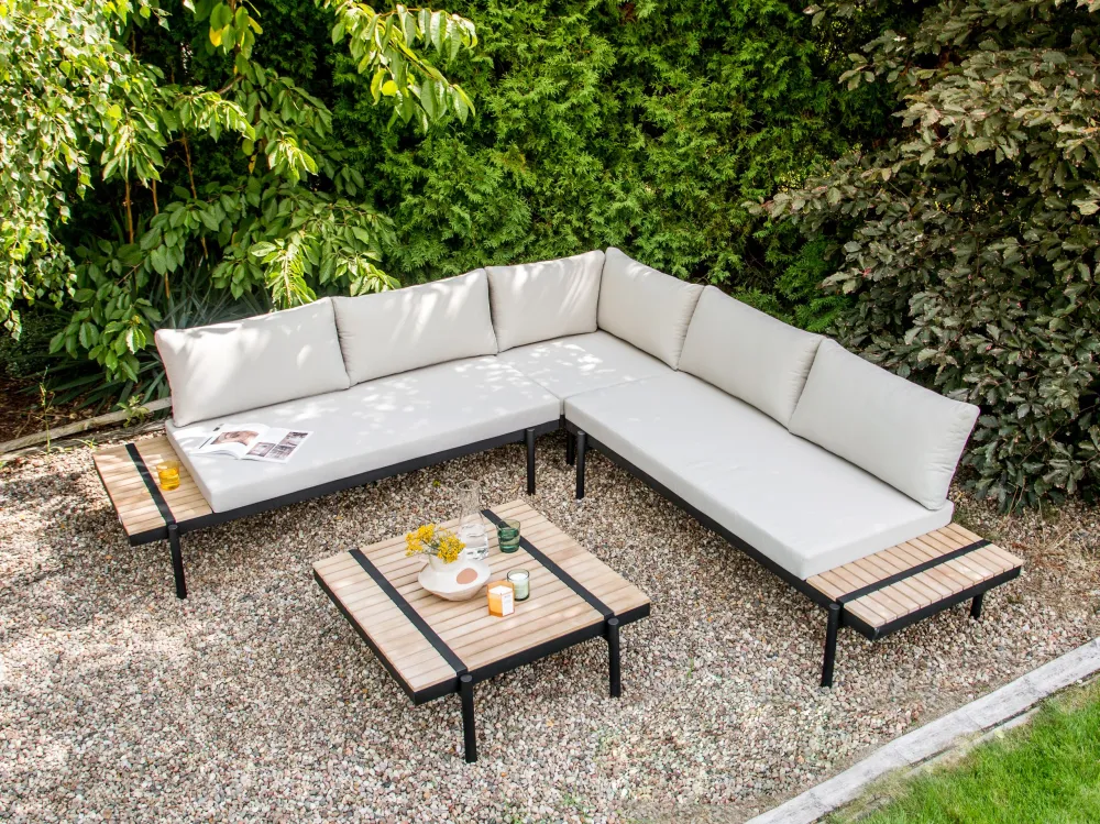 Set Relax Set da giardino BELLARIVA Legno d'eucalipto Bianco macchiato