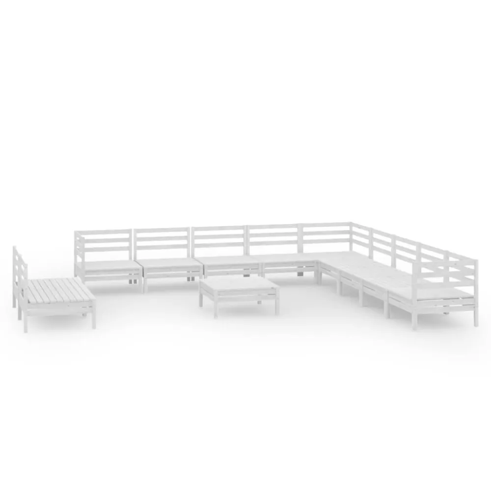 Set Relax Set Salotto da Giardino 12 pz Legno Massello di Pino Bianco