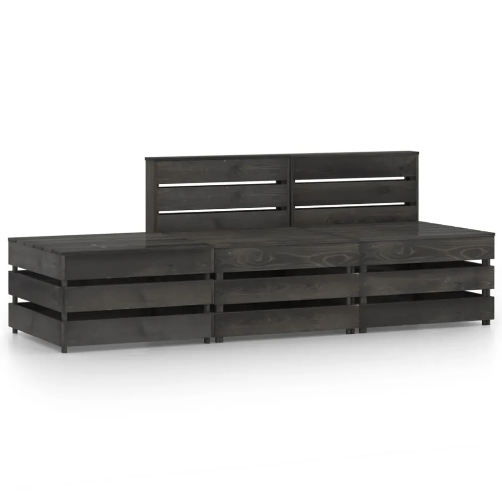 Set Relax Set Salotto da Giardino 3 pz Legno di Pino Impregnato Grigio