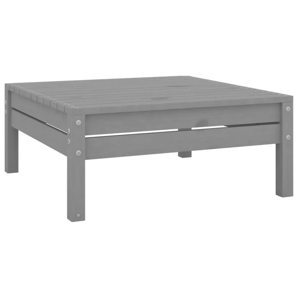 Set Salotto da Giardino 9 pz Grigio Legno Massello di Pino Materiale Resina Intrecciata