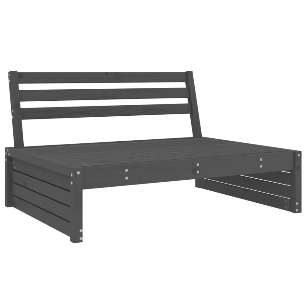 Set Salotto da Giardino 2 pz Grigio Legno Massello di Pino con Tavolo Allungabile