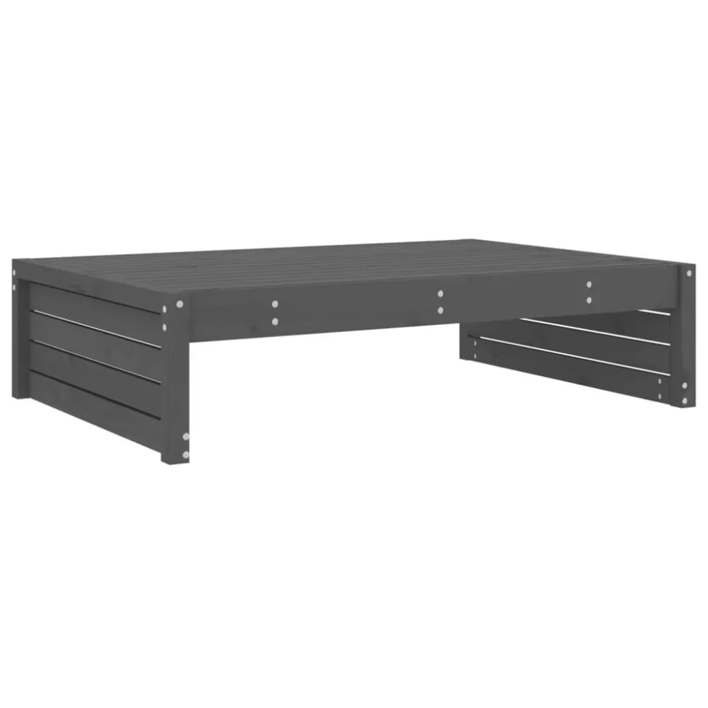 Set Salotto da Giardino 2 pz Grigio Legno Massello di Pino con Tavolo Allungabile