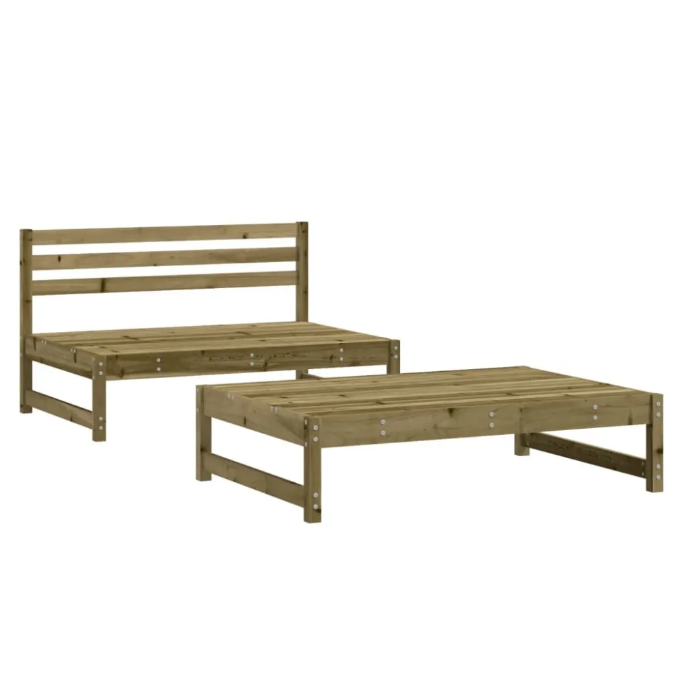 Set Salotto da Giardino 2 pz Legno Impregnato di Pino con Tavolo Allungabile