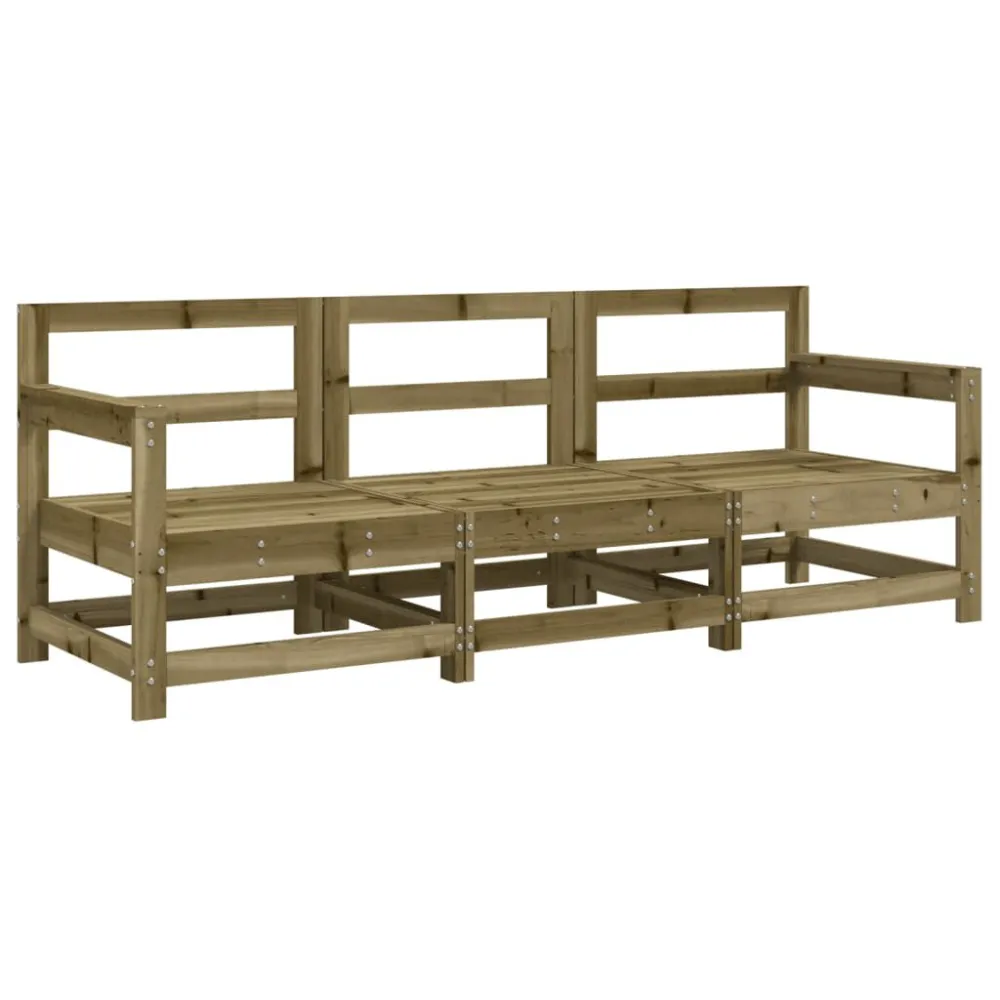 Set Salotto da Giardino 3 pz Legno Impregnato di Pino con Cuscini Inclusi