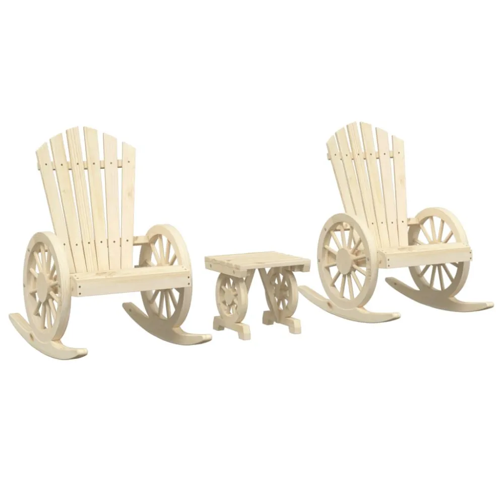 Set Salotto da Giardino 3 pz Legno Massello di Abete Alluminio e Tessuto
