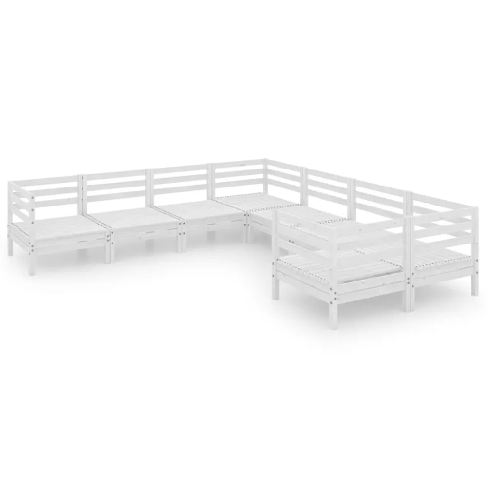 Set Salotto da Giardino 8 pz Legno Massello di Pino Bianco | Completo di Accessori